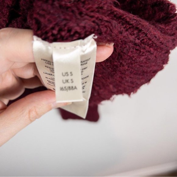 Free People Women's Raspberry Ribbed Pull over Sweater - Size Small - Picture 7 of 12